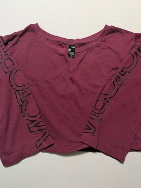 Victoria's Secret Maroon Long Sleeve Graphic Crop Top